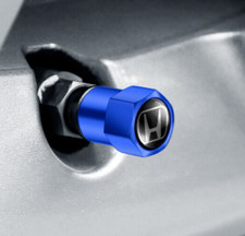 H Hex Blue Tire Tyre Valve Caps - Fits Honda