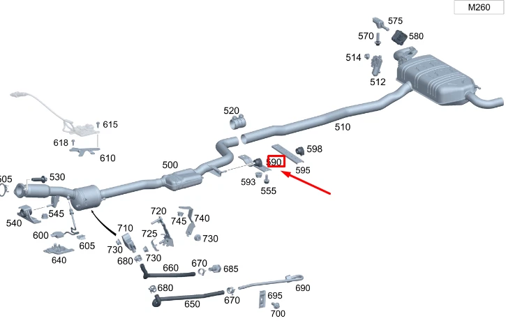MERCEDES-BENZ GLA H247 Center Exhaust System Bracket A1774921200 