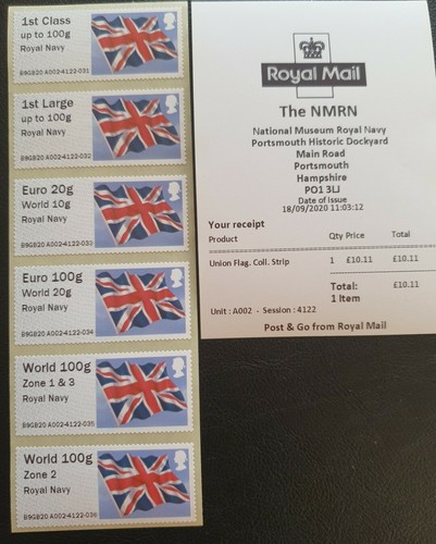 ROYAL NAVY 'NMRN' MACHIN / FLAG - COLLECTOR STRIPS- WORLD ZONE 1&3 VALUES - Picture 3 of 4