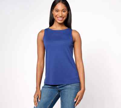 Isaac Mizrahi Live! Essentials Pima Cotton Sleeveless Top-Blue-2X-NEW-A623426