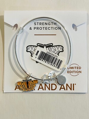 Alex And Ani Comma Butterfly + Crystal Accent Charm Gold Tone Bangle