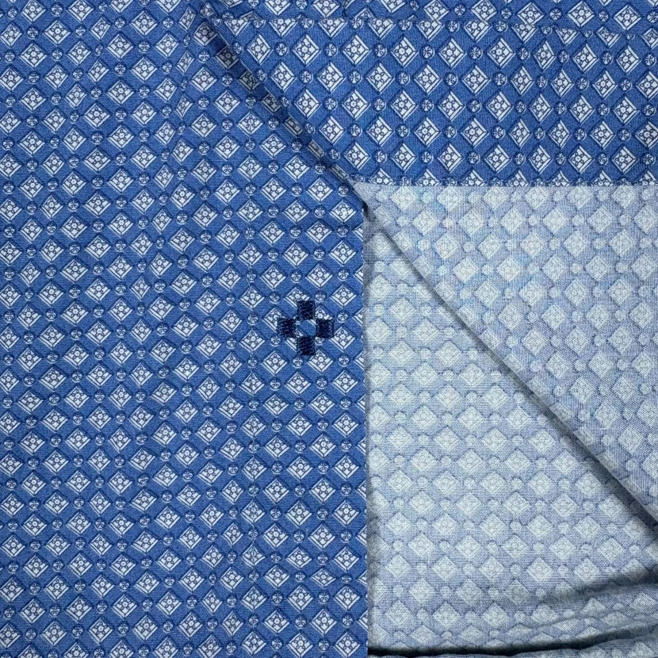 Camisa Vince Camuto Para Hombre S Manga Larga Azul Blanco Geométrica Clásica Nueva Pequeña Foto 4 de 4