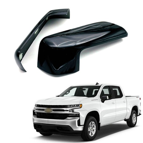 Gloss Black For 2019-2023 Chevy Silverado 1500 Mirror Cap Cover Trim Accessories - Picture 7 of 11