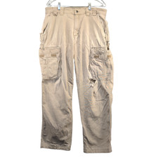 Duluth Trading Co. Men's Flex Fire Hose Cargo Pants Tan Size 36x32 Flat Front