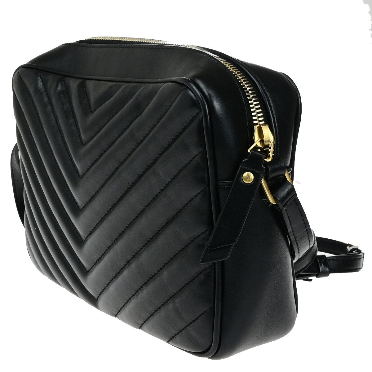 SAINT LAURENT YSL Logo Lou Tassel Shoulder Bag Leather Black SAINT LAURENT YSL Logo Lou Tassel Shoulder Bag Leather Black