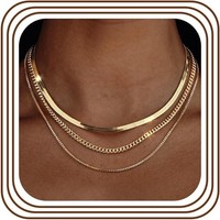 Halskette 14K Vergoldet Schlangenkette Choker Damen Schmuck Layering