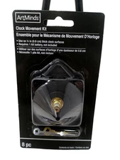 Art Minds Clock Movement Kit 8 Piece For 1/4 Thick Clock Surfaces MSPCI NIB
