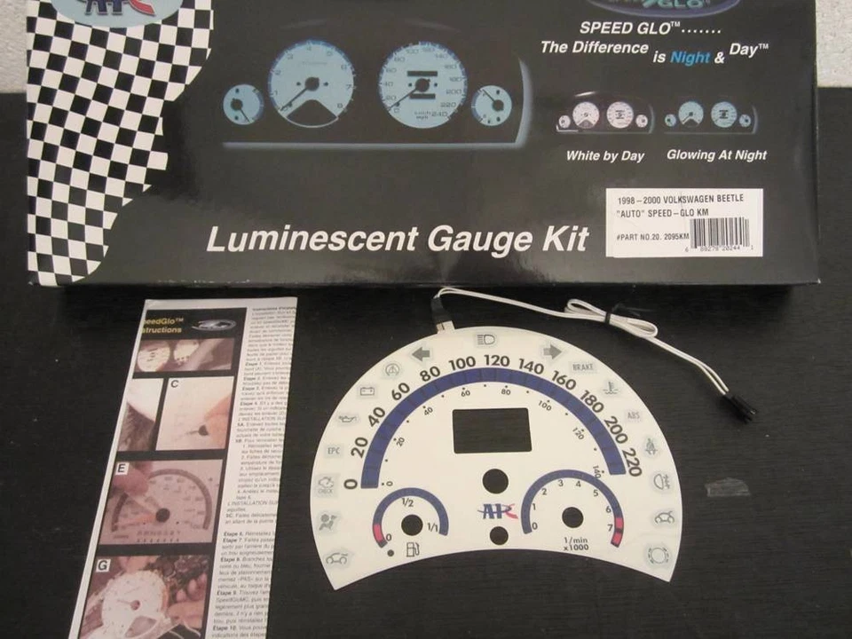 Lote 32 de 98-04 VW Volkswagen Escarabajo Bug Kilómetros KPH Cara Blanca Calibradores de Brillo Foto 2 de 4