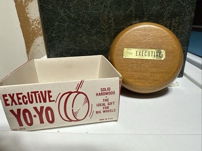 Vintage 1970s Benjor USA Executive YO-YO Wood Walnut Office Novelty Gag Gift