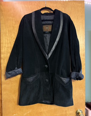 Comint Men s Black Leather Blazer Jacket Shawl Collar Button Lined Pockets M