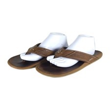 Olukai Men's Nui US12 Brown Leather Slip On Flat Thong Sandals