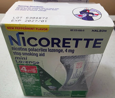 101 Nicorette Mini Nicotine Lozenges Stop Smoking Aid 4mg Peppermint Flavored