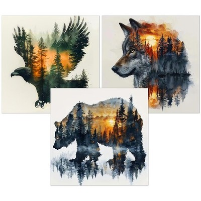 Meothan 3 Pack Diamond Painting Kits 11.8 × in (30 × 30 cm), Wild Animal 