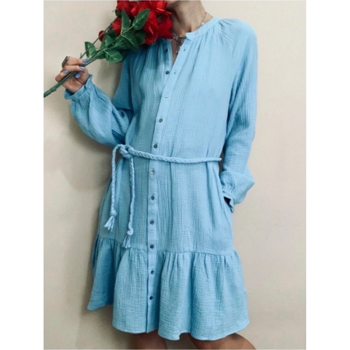 magaschoni cotton gauze dress Magaschoni- 100% Organic Cotton Gauze FLow Style Maxi Dress (SAND COLOR)-M