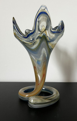 Vintage Murano Trumpet Vase with Serpentine Base