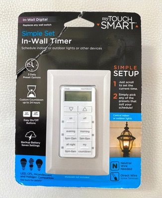 GE Jasco My Touch Smart In-Wall Digital Timer White 25055 New Sealed