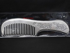 Peigne portable traditionnel chinois Soiid 999 en argent fin 5,82" poignée pivoine