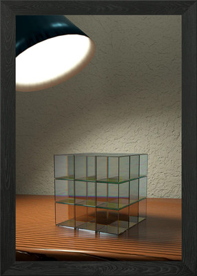Glas Rubiks Würfel gerahmt Wandbild Poster Leinwanddruck Bild