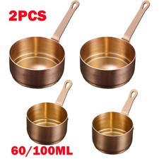 2x Bronze Mini Pot Frying Stainless Steel Gravy Sauce Pan Non Stick Saucepan UK