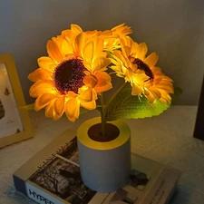Sunflower Lamp - Artificial Sunflower Night Light, USB Rechargeable Flower Lamp