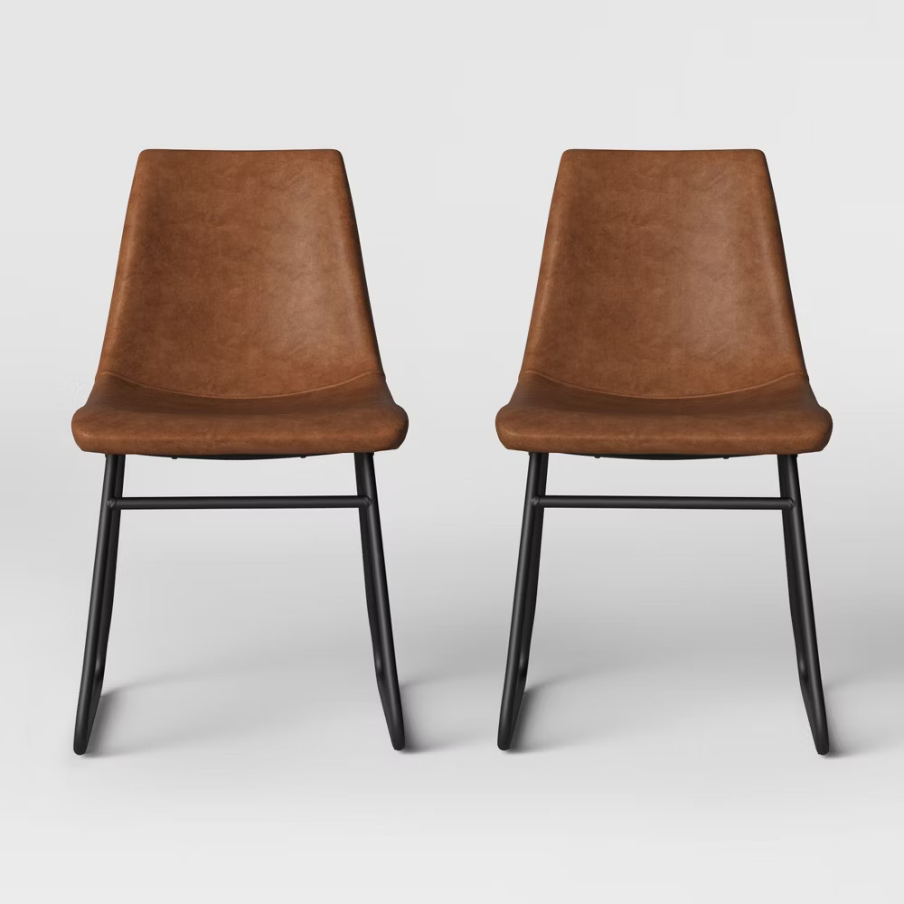 2pk Bowden Faux Leather and Metal Dining Chair Caramel - Project 62 24390₽