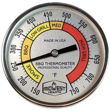 Midwest Hearth Professional Thermometer for Kamado Style Charcoal Grills (3" ...