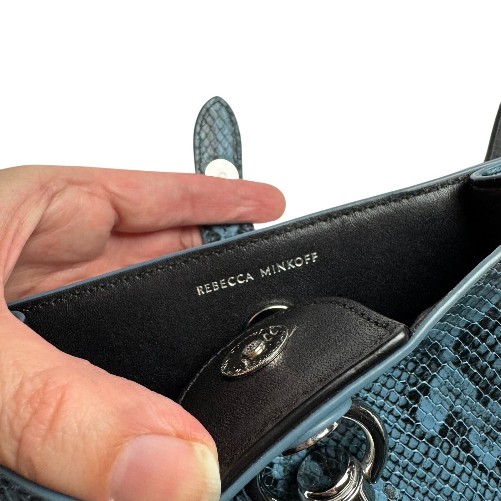 REBECCA MINKOFF Megan Mini Blue Python Leather Fe… - image 9