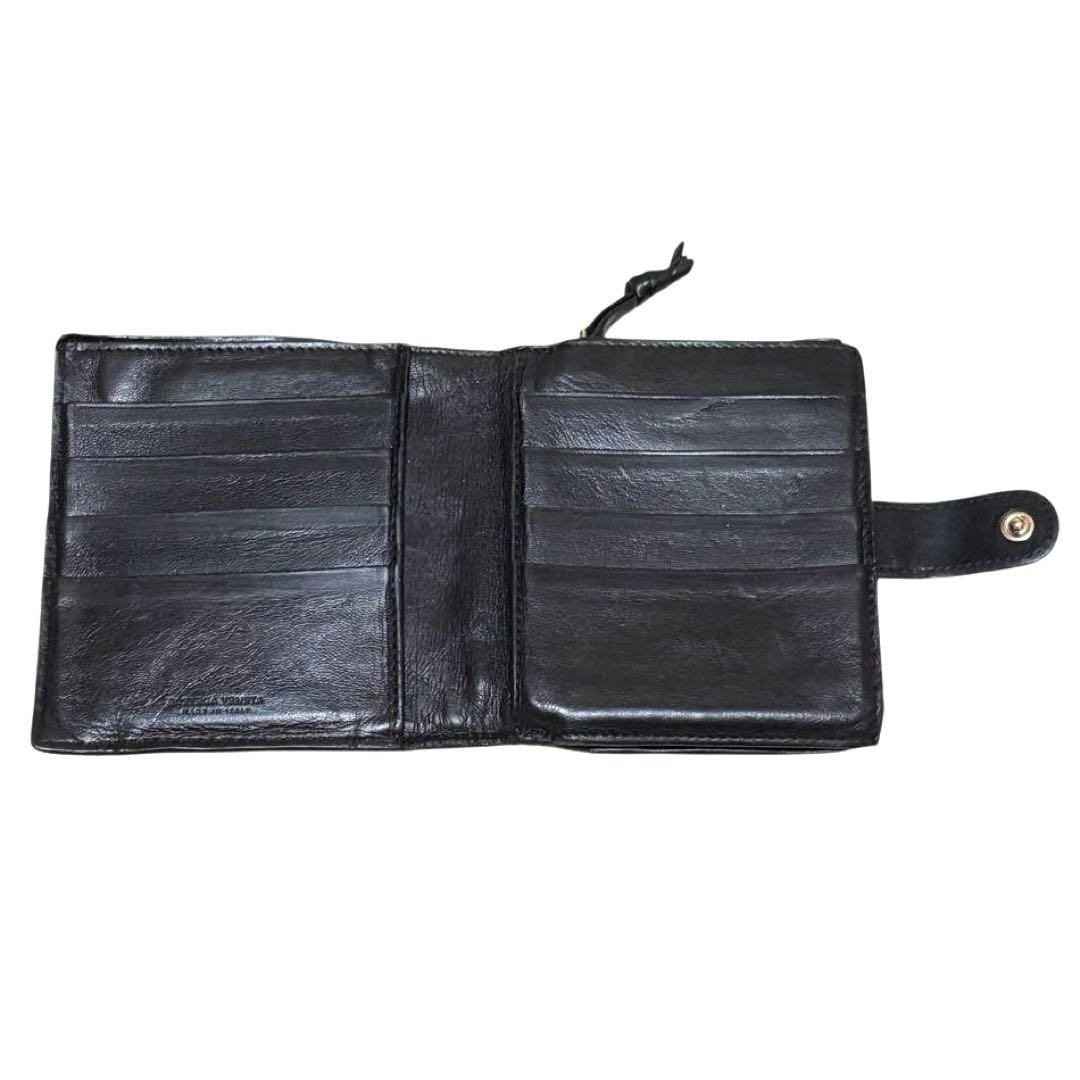 Bottega Veneta Folding Wallet Dark Brown Intrecciato Round