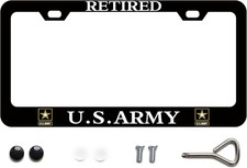 Retired Army License Plate Frame Decorative Stainless Stee Color: Retired Army