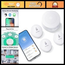 WiFi Water Leak Detector 3 Pack - 100dB Alarm, SMS Email Alerts, 200M Range