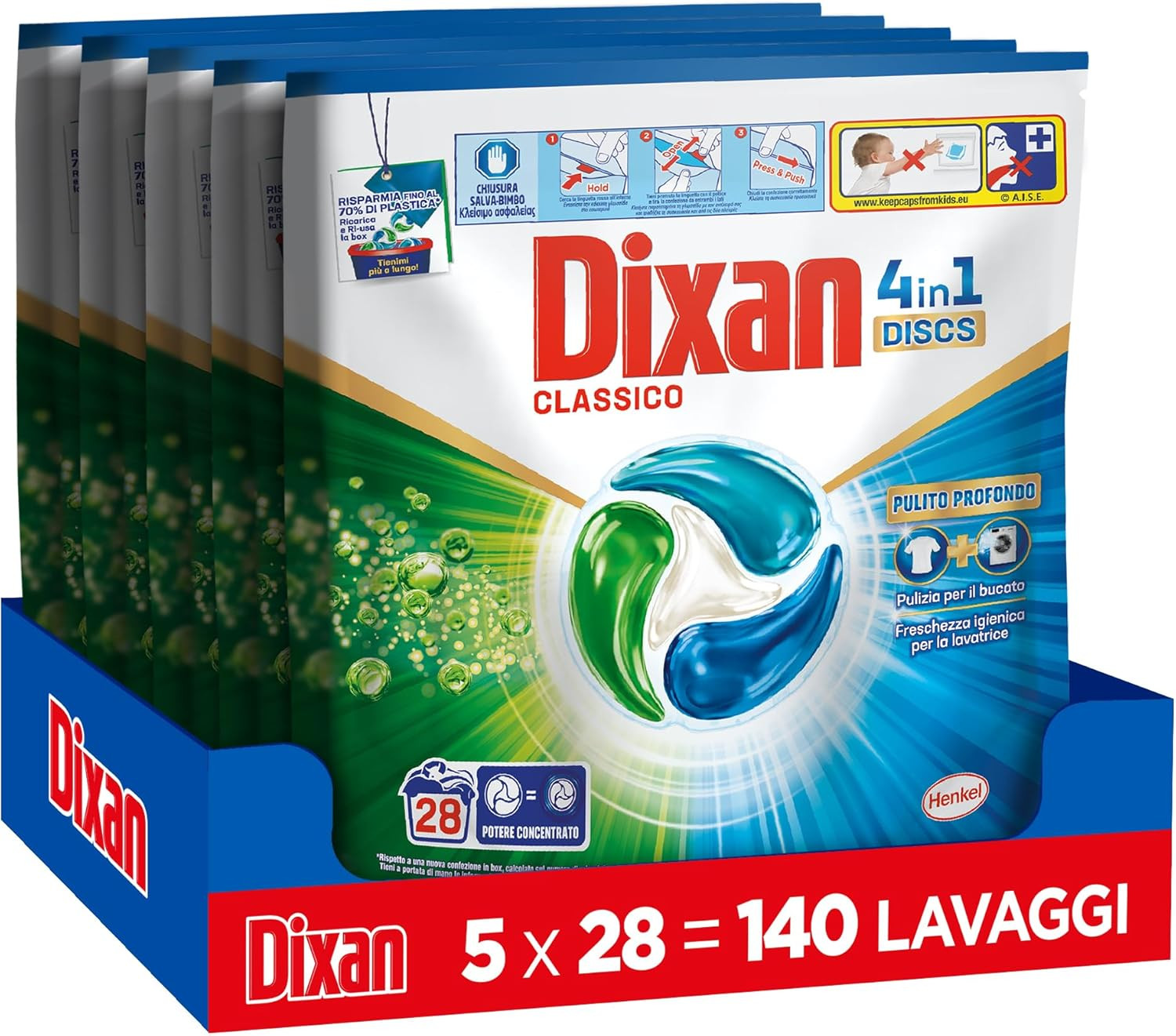Dixan DISCS 4in1 Classico | Tecnologia Pulito Profondo 140 Lavaggi