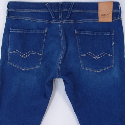 Mens Replay M914 ANBASS Stretch Slim Tapered Blue Jeans W33 W38 L34