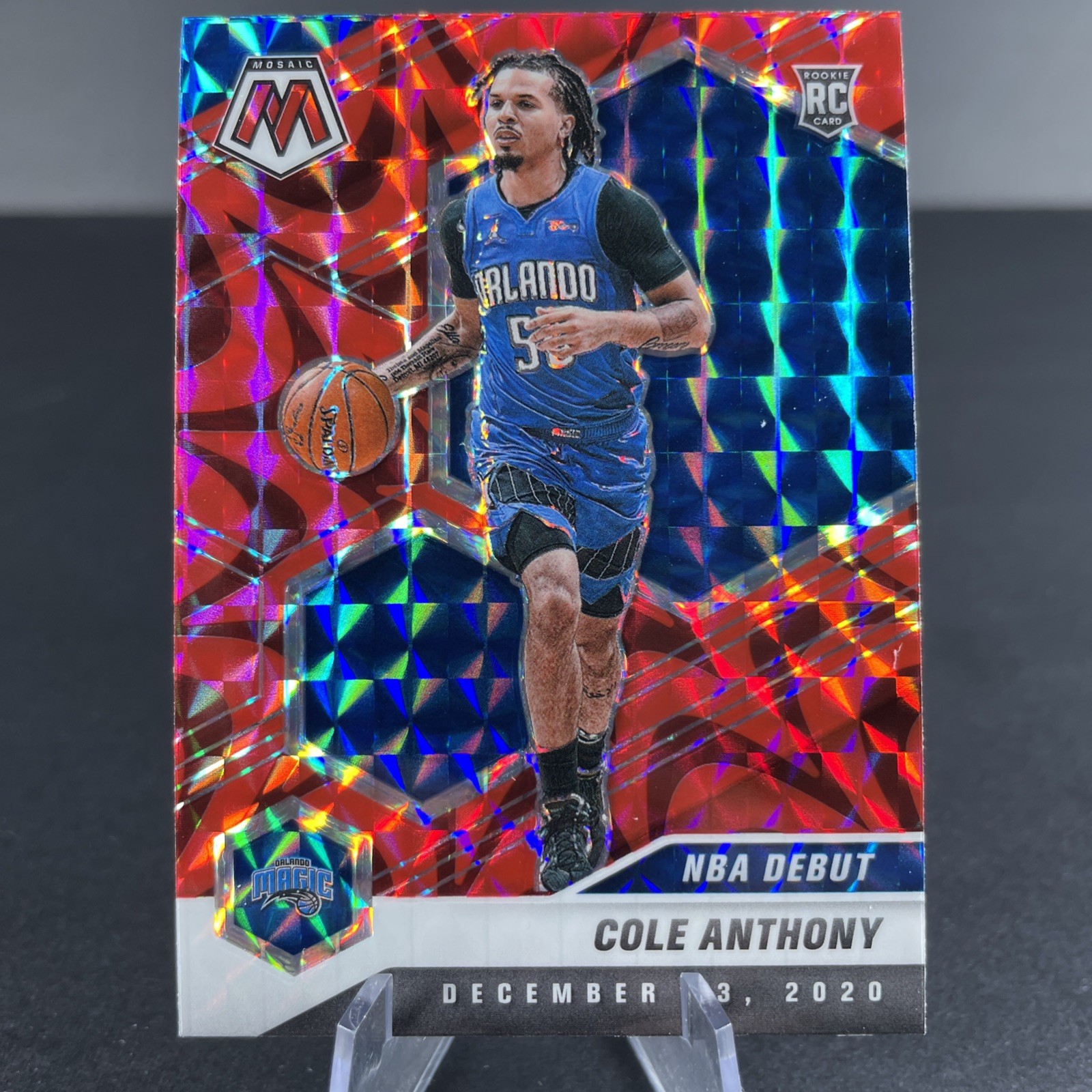 2020-21 Panini Mosaic - NBA Debut Cole Anthony #268 Reactive Red Prizm (RC)