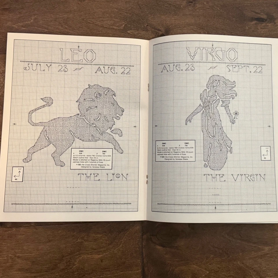 Zodiacs Counted Cross Stitch Alphabet Charts Patterns Book Vintage 1985 - Image 3 of 4