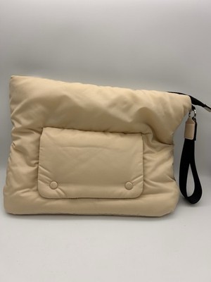 ZARA Puffer Clutch Bag Wristlet Black  Beige Zipper Top Tablet Case