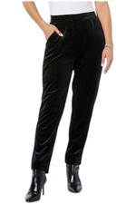 C Wonder by Christian Siriano Women's Velvet Cigarette-Leg Pant Black