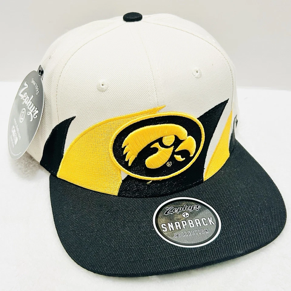 Zephyr Iowa Hawkeyes Sharktooth Retro Snapback Hat Cap Adjustable Stone NCAA - Image 3 of 4