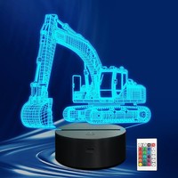 Coolgift mart Excavator Bagger 3D Nachtlicht, 3D LED Optische Illusion Lampe