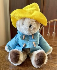 Vintage 1981 Paddington Bear Eden Toys Plush 15 Inch Blue Coat Yellow Hat Soft