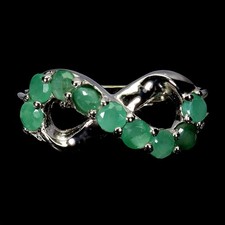 925 Sterling Silver Ring Round Emerald 3mm Natural Gemstone Jewelry Size 8