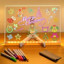 LED Note Board With Colors, Lighted Acrylic Dry Erase Message Board, Illuminated