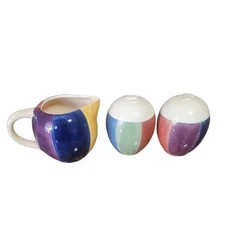 Salute Pitcher and Salt & Pepper Shakers Hand Painted Collection Colorful VTG