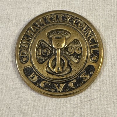 Antike DCVCS Messing Plakette Durham Cuty Council 1990