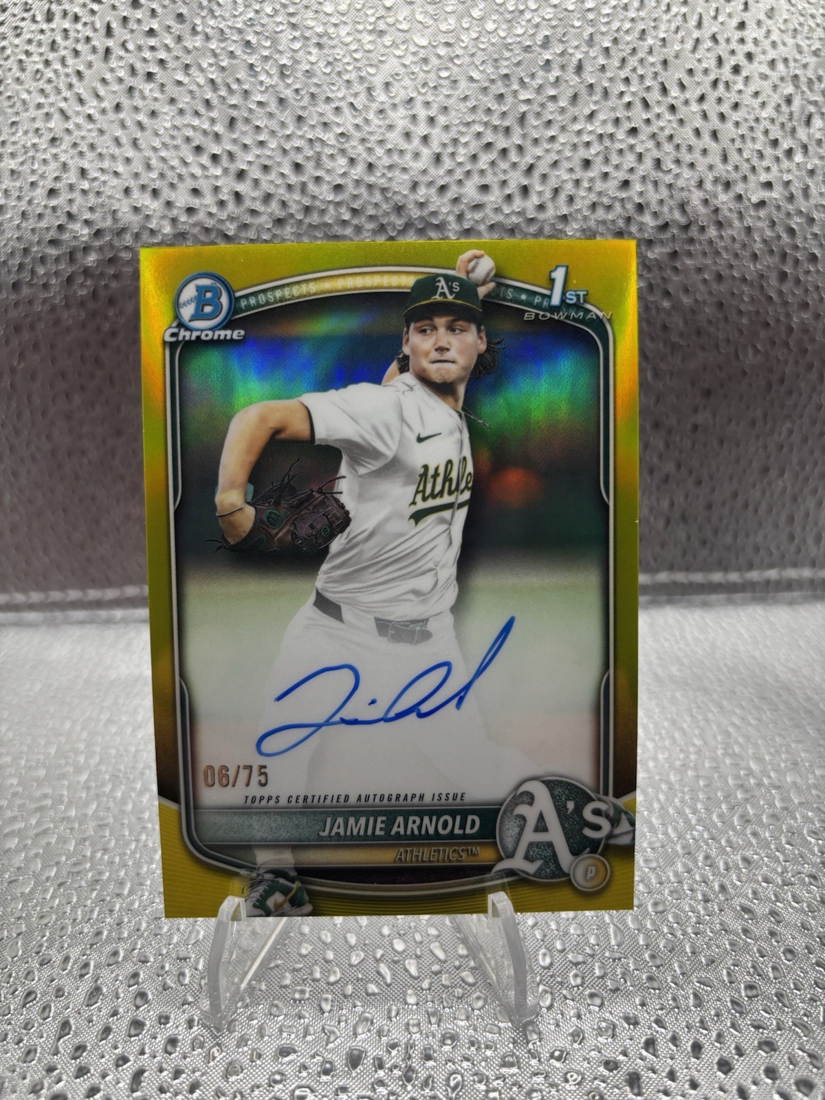2025 Bowman Draft Jamie Arnold 1st Bowman Chrome Yellow Refractor Auto /75