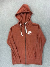 Nike Screened Logo Athletic Fit Full Zip Hoodie Jacket Women's Medium Orange
