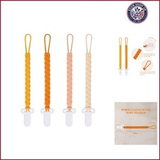 4 Pcs Yellow Baby Silicone Teething Pacifier Clip,One-piece Design,Woven Shap...