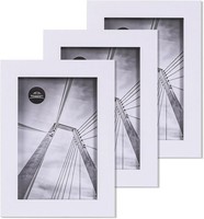 Bilderrahmen 10X15 Cm Weiß Holz MDF Bruchsicheres Acrylglas 3Er Set Tisch Wand