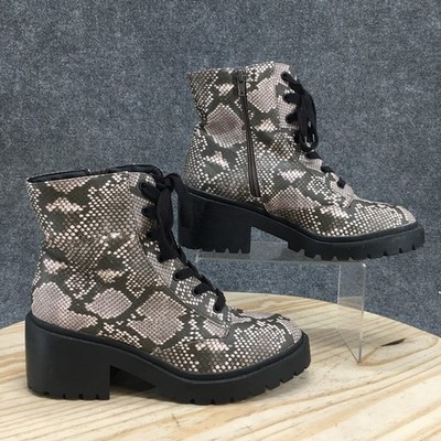 Universal Thread Boots Women Combat Multicolor Snakeskin Lace Up Block  Heels