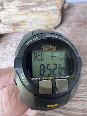 Timex Ironman Triathlon RSS 210 Digital Watch New Battery Speed Distance 100 Lap