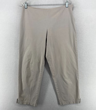 EILEEN FISHER Pants M Stretch Organic Cotton Twill Tapered Ankle Side Zip Gray